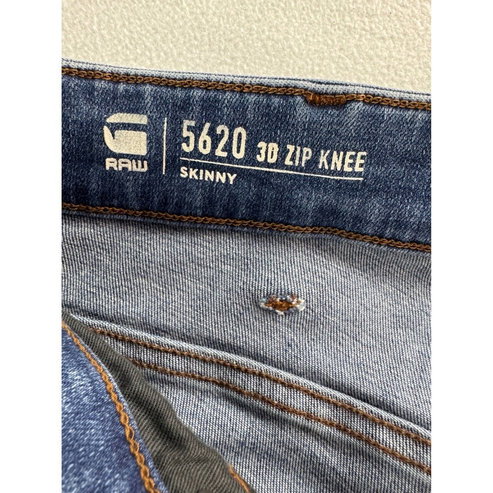 G-Star Raw Men's 5620 3D Zip Knee Skinny Jeans Faded Blue Distressed Denim 30x30 - Picture 8 of 16